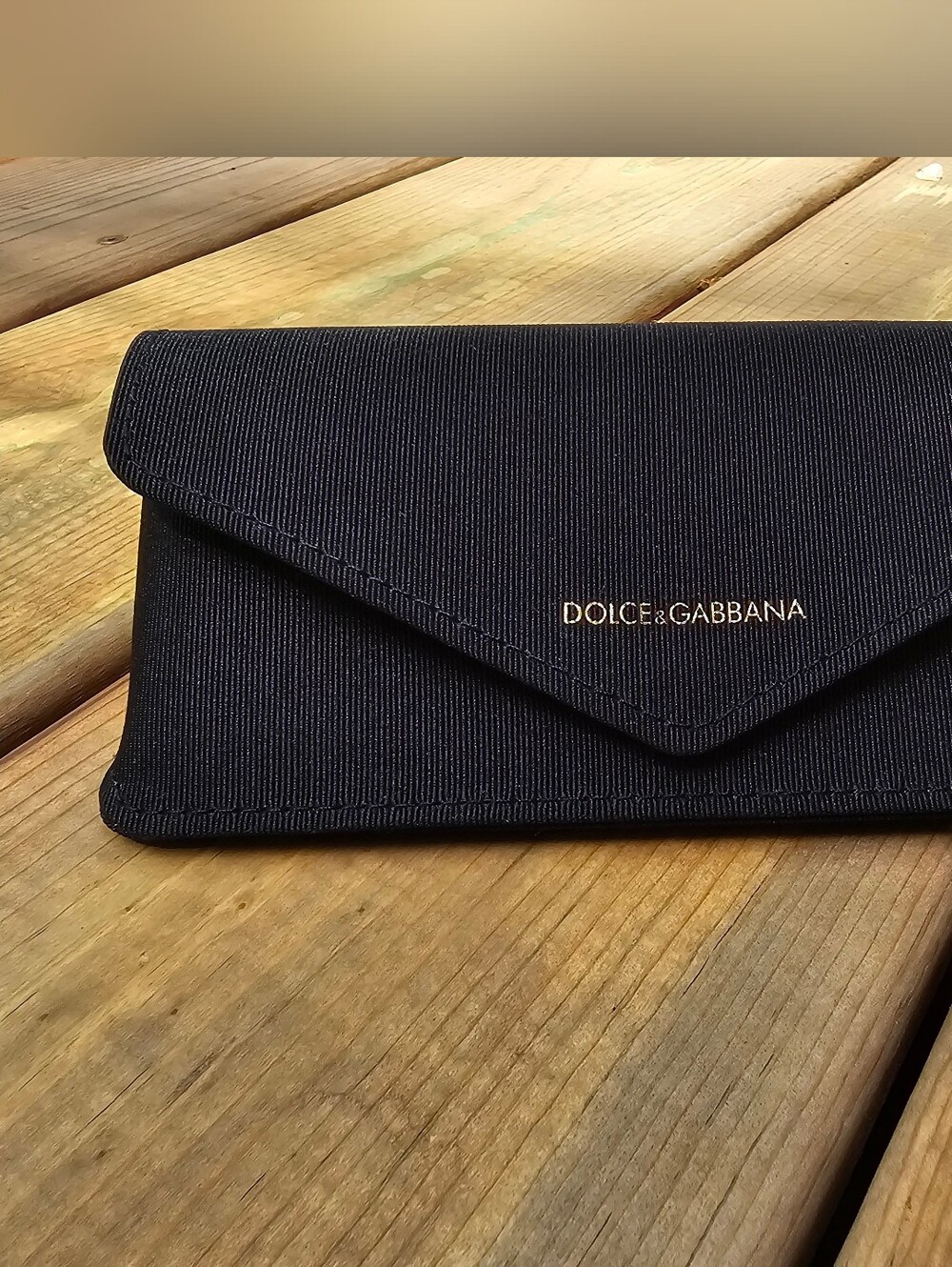 Dolce & Gabbana Black Envelope Eyeglass Case with Gold Logo